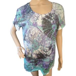 Appropriate Behavior Abstract Floral Tie Die Short Sleeved T-Shirt